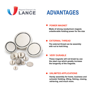 Nam Châm Nồi Neodymium Phủ Niken 17lbs 8Kg D16mm Có Ren Ngoài - Product Image 5