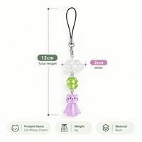 Breloques pour coque de téléphone Chat Lumineux dans le Noir, Perles Nuage Irisées, Porte-clés Trèfle à Quatre Feuilles Vert Porte-Bonheur, Ornement Suspendu