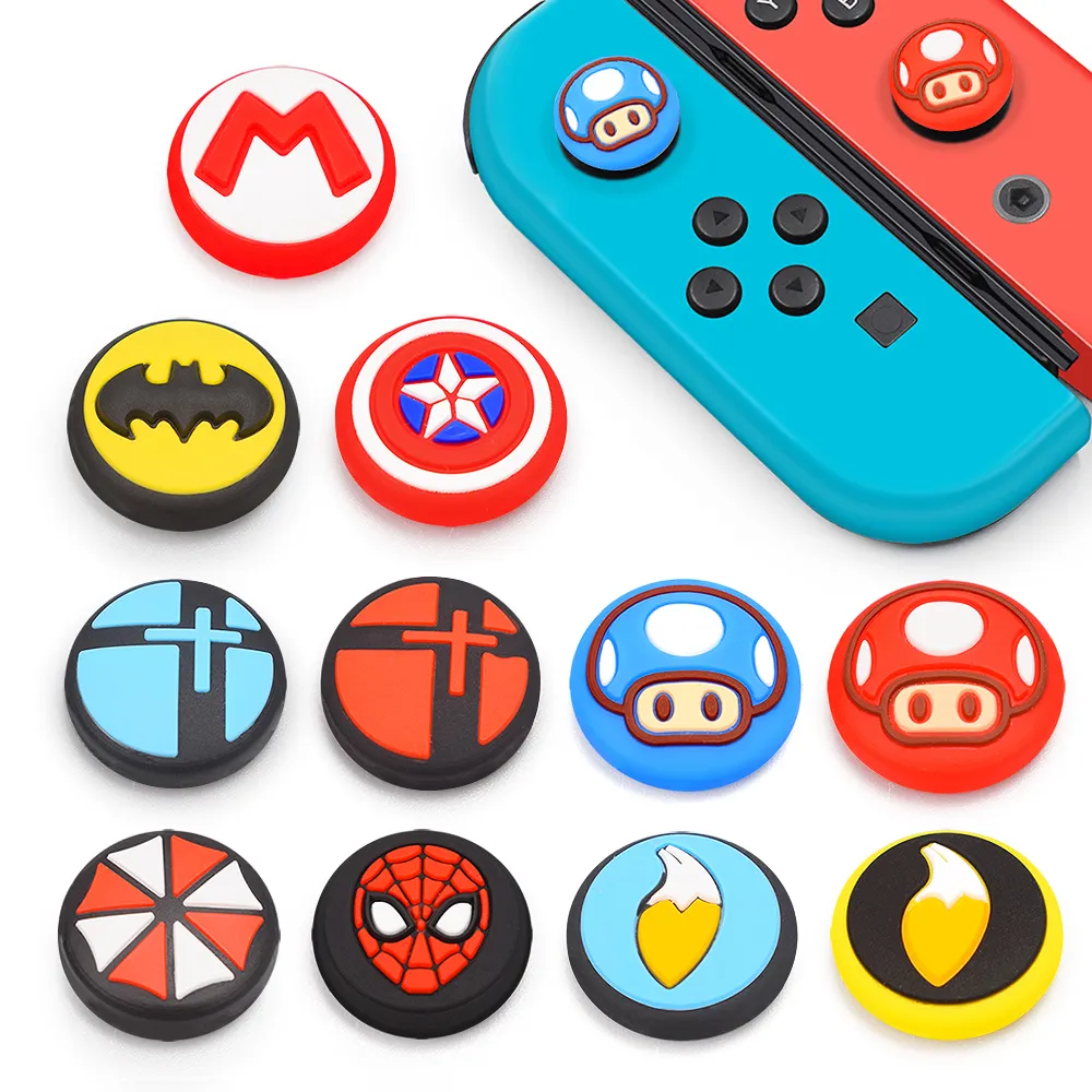 工場卸売カスタムかわいい漫画シリコンケースカバージョイスティックスイッチアナログサムグリップNintendo Switchアクセサリー用