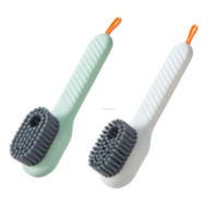 Brosse de nettoyage multi-usages en nylon écologique avec fonction d'ajout de liquide et manche long pour le nettoyage des chaussures (PP)