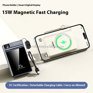 Sottile Power Bank magnetico 10000mah PD 22.5W ricarica rapida 15W Wireless USB-C <span class=keywords><strong>batteria</strong></span> <span class=keywords><strong>con</strong></span> <span class=keywords><strong>cavi</strong></span> Led Display porta telefono - Product Image 5