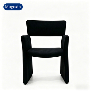 Ensemble de chaises de salle à manger modernes en tissu noir avec accoudoirs découpés, chaises rembourrées pour restaurant, hôtel - Product Image 6