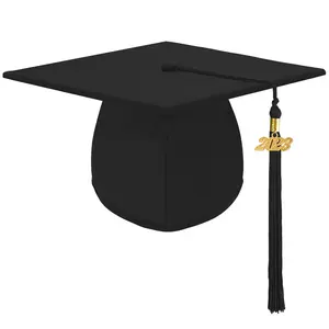หมวกสำเร็จการศึกษาสีด้านสำหรับผู้ใหญ่ทุกเพศ,หมวกจบการศึกษาพร้อมพู่ปรับได้สำหรับโรงเรียนมัธยมและวิทยาลัย