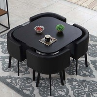 Ensemble de table à manger carrée moderne, gain de place, style sud-américain, chaise en métal carbone pour la maison, la chambre à coucher, le salon ou le restaurant