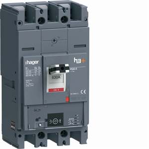 HEW630NR ปรับแต่งได้ด้วยชุดเบรกเกอร์แบบหล่อขึ้นรูป Hagers รุ่น h3+ P630 LSIG Energy 3P 70kA 630A - Product Image 1