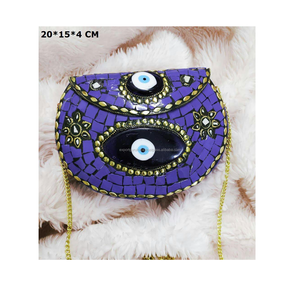 Sac à main en métal de luxe pour femmes cadre pochette sac à main de soirée motif géométrique mariée mariage messager voyage sacs à main mauvais œil - Product Image 6