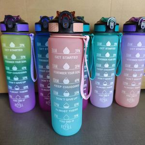Hot Sale 1000Ml Leakproof Gradient Sports Gym Fitness Plastic <b>Water</b> <b>Bottle</b> With <b>Time</b> Marker - Product Image 2
