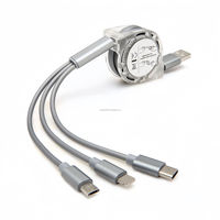 Cable USB Retráctil 3 en 1 con Logotipo Personalizado, Conector Múltiple Tipo-C, Micro USB, Cables de Carga Originales para Teléfono Celular