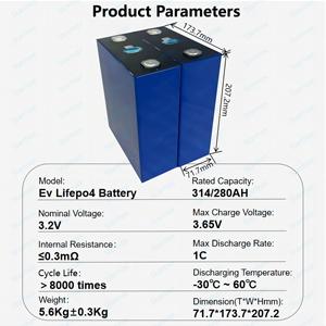 แบตเตอรี่ลิเธียมไอออนแบบแท่งปริซึม Starmax 3.2V 314Ah 8000-Cycle ชาร์จซ้ำได้ สำหรับเก็บพลังงานแสงอาทิตย์ - Product Image 2