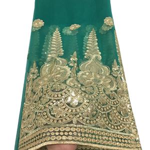 Fonte vendita diretta della fabbrica africano George tessuto di pizzo velluto pizzo con paillettes abbigliamento femminile - Product Image 2