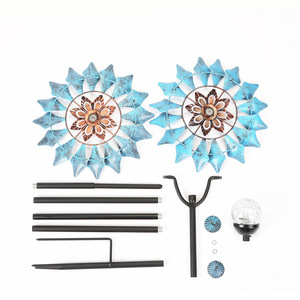 Spinner à vent en métal lumière solaire 360 degrés rotatif grand étanche extérieur en métal artisanat jardin cour décor piquet - Product Image 4