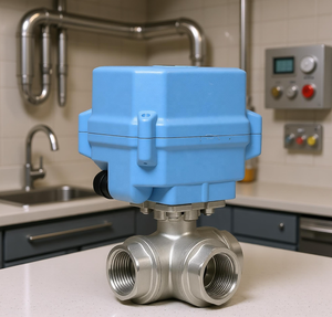 Vanne à boisseau sphérique électrique modulante Etrany DC12V24V 1 pouce 3 voies pour régulation <span class=keywords><strong>de</strong></span> fluides à haute température - Product Image 4