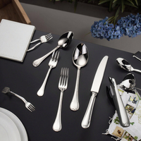 Vente en gros de 4 pièces de couverts en acier inoxydable avec logo personnalisé, couverts pour hôtel et restaurant, ensemble de couteaux, fourchette et cuillère