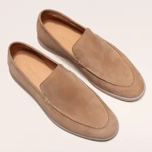 Kualitas tinggi disesuaikan pria kulit gaun sepatu nyaman buatan tangan Loafers Musim Semi modis karet kulit asli