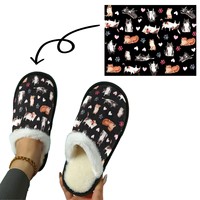 Pantoufles décontractées en peluche à motif de dessin animé pour femmes et hommes, chaudes et moelleuses, antidérapantes, en coton, pour la maison, cadeau d'hiver