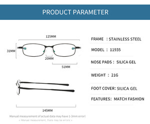 Monture de lunettes résistante <span class=keywords><strong>à</strong></span> la corrosion, monture de lunettes de sport, lunettes carrées pour homme, manchon antidérapant, monture de lunettes carrée en alliage - Product Image 2