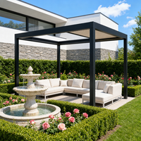 Pergola bioclimatique à toit rétractable à lamelles, en aluminium, motorisée, étanche, avec éclairage LED, couleur personnalisée, pour jardin extérieur