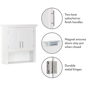 Mobile da <span class=keywords><strong>Bagno</strong></span> Sanyang Bianco a Parete con 2 Ante e Ripiano Aperto, Armadietto Moderno per <span class=keywords><strong>Bagno</strong></span> di Casa - Product Image 4