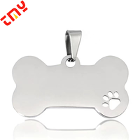 Plaque d'identification pour chien en acier inoxydable poli sur mesure, gravée au laser en forme d'os 3D, pour cadeaux promotionnels d'entreprise