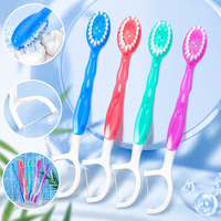 Lot de 5 brosses à dents de voyage jetables en bambou pré-pastées avec gratte-langue et cure-dents, idéal pour les compagnies aériennes