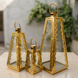 Portavelas de Acero Inoxidable Chapado en Oro de Lujo, Faroles de Diseño para Decoración del Hogar y Bodas - Product Image 3
