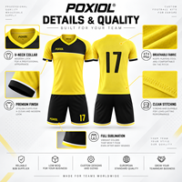 Kit de football personnalisé jaune et noir à col en V, colorblock, par sublimation, vente en gros, faible MOQ, pour équipes de lycée et jeunes aux États-Unis, directement de l'usine