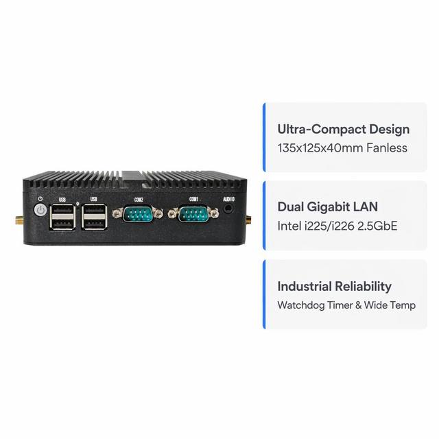 YCT-074 Fanless Industrial Intel Celeron J4125 4x 2.5GbE I225 LAN Firewall Router Appliance PfSense 8GB DDR4 Computer