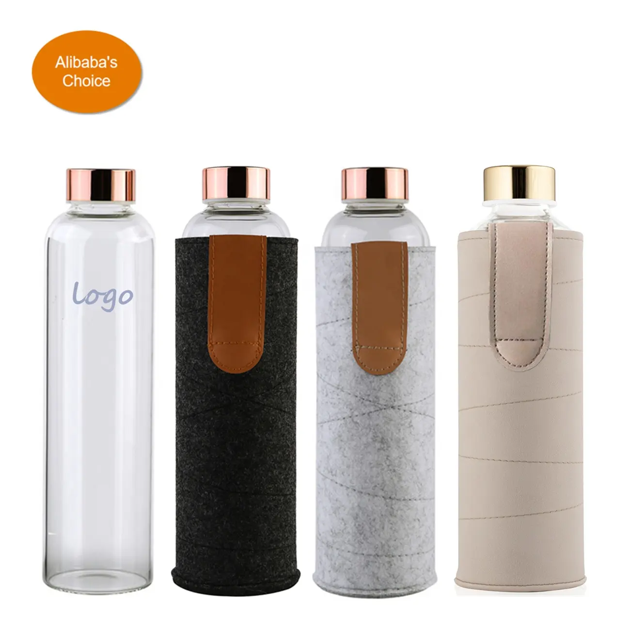 top sellers 2021 for amazon sublimation borosilicate glass water bottle with felt sleeve time stamp