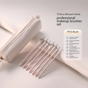 Juego de 7 <span class=keywords><strong>Brochas</strong></span> de Maquillaje con Logotipo Personalizado, <span class=keywords><strong>Brochas</strong></span> de Maquillaje Naturales de Alta Calidad <span class=keywords><strong>para</strong></span> Sombra de <span class=keywords><strong>Ojos</strong></span> y Contorno - Product Image 1