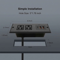 Prises électriques encastrées, multiprises de bureau encastrées avec rallonge, ports USB à charge rapide 20W pour tiroir