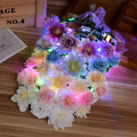 Couronne de fleurs LED pastel, 3 modes d'éclairage, taille unique, accessoire de tête bohème pour mariage, fête, événements nocturnes