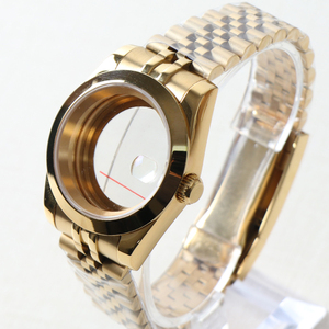 Stainless Steel Sapphire Crystal Waterproof <b>Watch</b> <b>Case</b> for NH35 Movement 28.5mm Dial 36mm/39mm Gold Watchband - Product Image 3