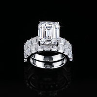 Ensemble de bagues de luxe empilables en argent S925 avec moissanite taille émeraude 8 carats pour femme, idéal pour mariage ou fiançailles, bague ou alliances en moissanite