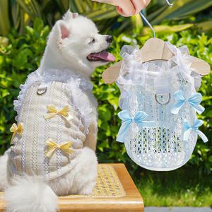 <b>Cat</b> Lace Vest Hollowed Out Ruffled With Bows Spring Summer Pet <b>Clothes</b> <b>For</b> Dogs <b>Cats</b> Cute Design Blue Creamy Yellow - Product Image 4
