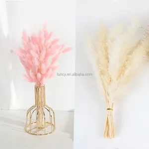 Pampas Grass Dried Flowers Small Bouquet Mixed Hot Selling 18 Inches Plastic Bag Flower Wall Wedding Backdrop Easter Grass 80g