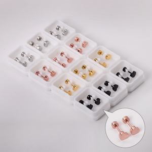 Pendientes de Acero Inoxidable con Baño de Oro de 18K, Hipoalergénicos, para Niños, Diseño de Corazón, Venta al Por Mayor, Colores Variados - Product Image 3