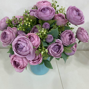 Bouquet de camélias artificiels Merlin 30cm-100cm, fleurs en soie avec bourgeons pour décoration de mariage et de maison - Product Image 2