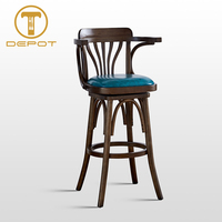 Nouvelle Chaise de Bar Pivotante en Bois avec Accoudoirs pour Îlot de Cuisine, Mobilier de Restaurant et d'Hôtel au Design Moderne