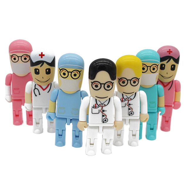 Custom 2.0 USB Flash Drive Nurse Doctor Shape 8GB 16GB 32GB USB2.0 Plastic Memory Stick Hospital New Gift for Nurses Doctors