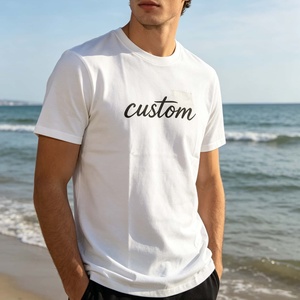 T-shirt personnalisé pour homme à manches courtes, col rond, en coton, imprimé lettres, coupe décontractée, longueur standard, logo sur le devant - Product Image 2
