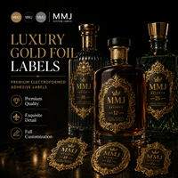 Étiquettes de bouteilles personnalisées en feuille d'or, autocollants métalliques électroformés 3D adhésifs pour emballages de vin, spiritueux, parfums, boîtes cadeaux, logo OEM ODM