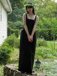 Vestido de Gala Largo con Escote Cuadrado Negro y Tirantes de Diamantes, Estilo Clásico, de Satén de Secado Rápido, para Reunión Anual, <span class=keywords><strong>Triumph</strong></span> - Product Image 5