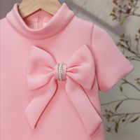 Gaun Gadis Bunga Merah Muda Mewah dengan Mawar 3D Gaun Pesta Putri Elegan untuk Pemotretan Balita Gaun Pesta Ulang Tahun Kustom