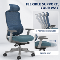 Chaise de bureau ergonomique de direction avec soutien lombaire, design en maille rotative, mousse, hauteur réglable, imperméable, pour hôpital et école