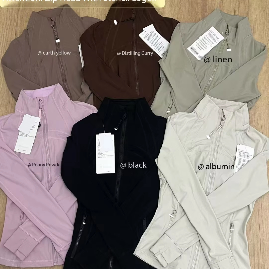 D1 Yoga Clothes, Women's Nude Jacket, Stand Collar Slim Fit Long Sleeved Running and Fitness Zipper Sports Top