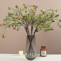 Composition haut de gamme faite à la main, semi-mécanique, de baies de Pyracantha simulées, sur branche unique, en matériau bulle, style chinois pour la maison