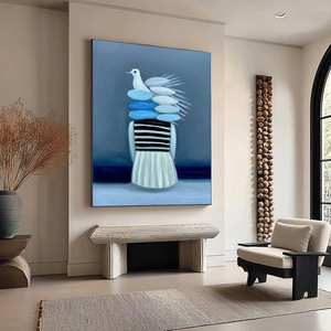 Hand Painted Oil Canvas Portrait Art With Wood <b>Frame</b> Contemporary Coastal Seascape <b>Painting</b> Indoor Decor - Product Image 4