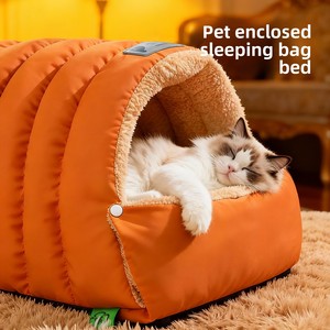 Closed <strong>Cat</strong> Nest Sleeping Bag Winter Warm Windproof PP Cotton Semi-Closed Pet <strong>Bed</strong> Washable Cross-Border Wholesale - Product Image 1