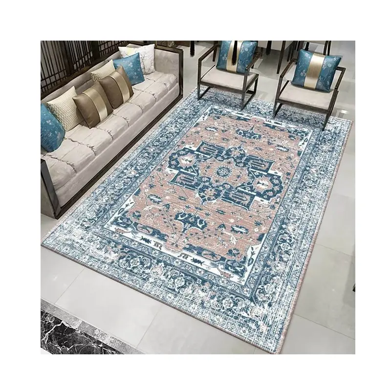 Karpet vintage gaya Bohemian Modern, karpet dan karpet lantai ruang tamu dapat dicuci dengan mesin