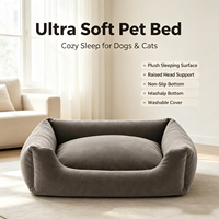 Canapé-lit de luxe pour animaux de compagnie, amovible et lavable, en peluche, motif uni, pour chiens et chats de taille moyenne/grande, usage intérieur